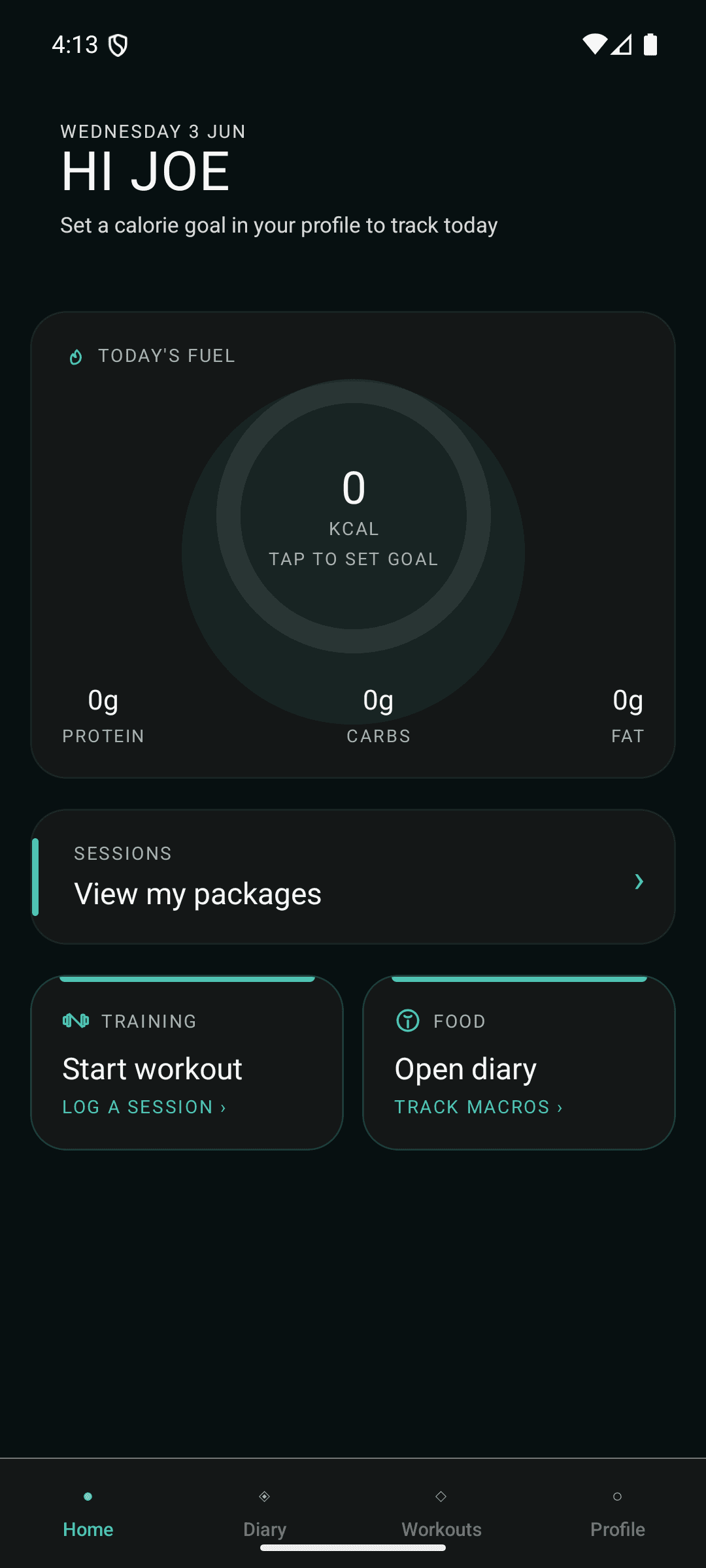 SmartGyms home screen on Android