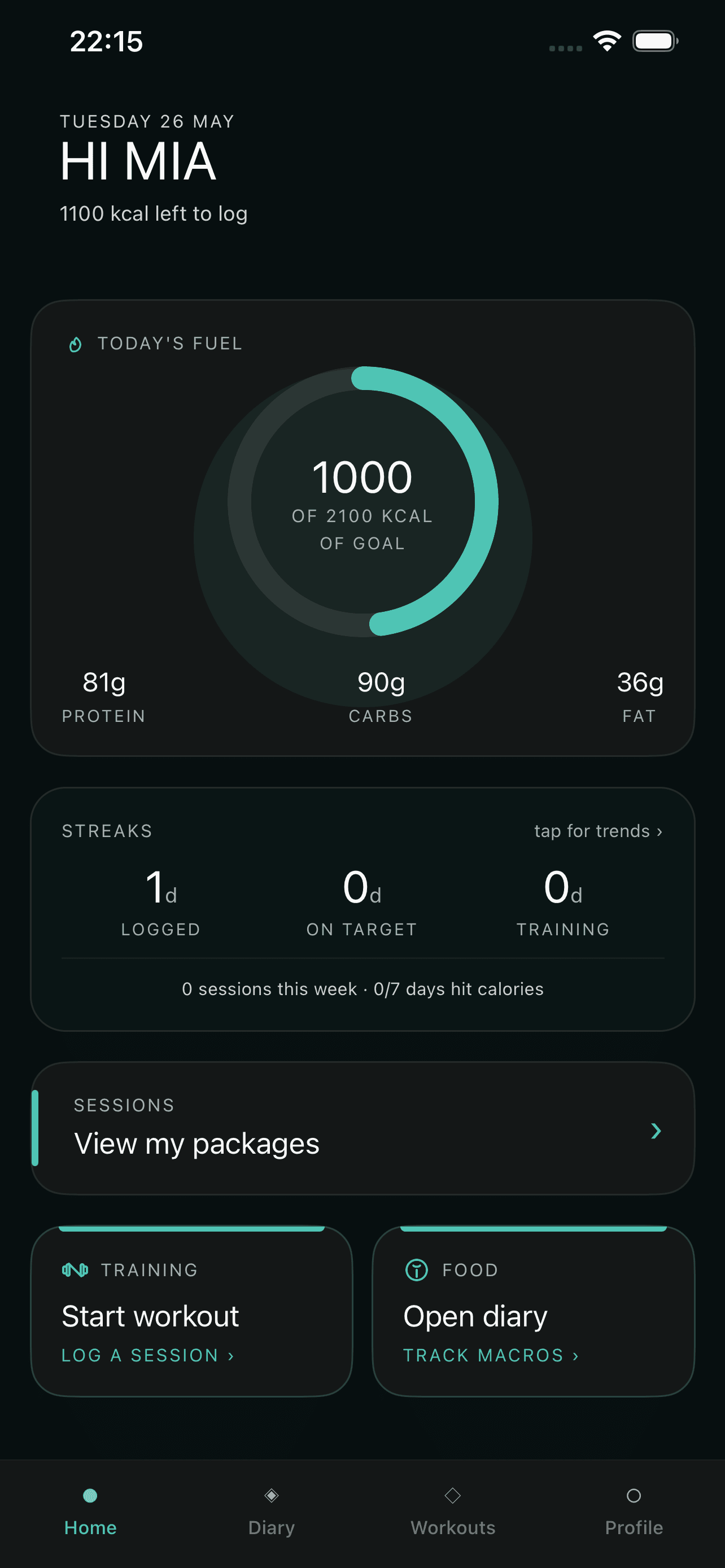 SmartGyms home screen on iPhone